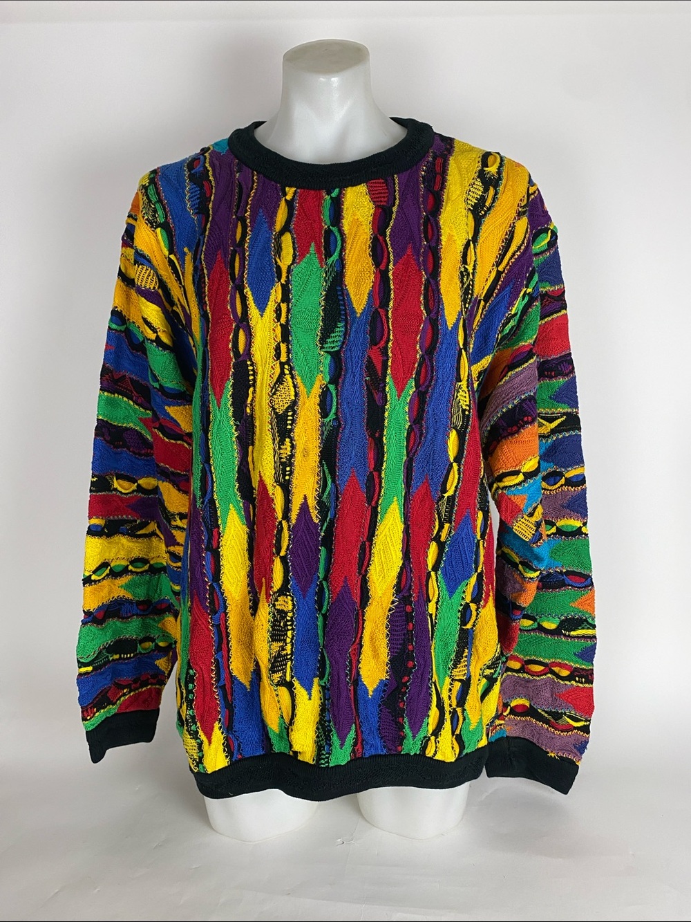 Vintage 90's Coogi 3D Knit Multi-Color Biggie Crewneck Sweater Mens 2XLT